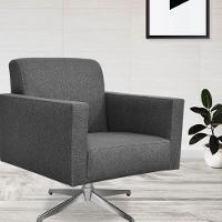 Kit 02 Poltronas Base Giratória Linho Chumbo - 8