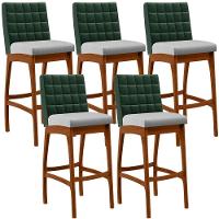 Kit 05 Banquetas Altas Cozinha B04 Verde Musgo Cinza - 1