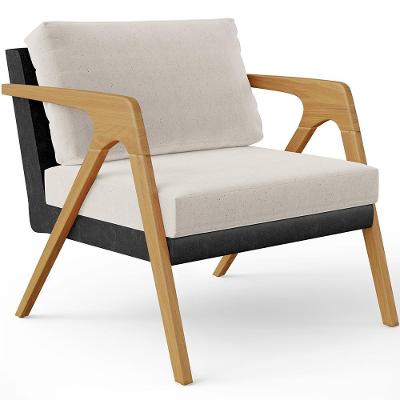 Poltrona Para Sala De Estar Pietra L02 Couríssimo Preto Linho Cru Lyam Decor