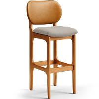 Kit 2 Banquetas Alta Betta Imbuia Whisky Linho Bege - 7