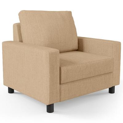 Poltrona Malta L02 Decorativa Para Sala De Estar Linho Bege Lyam Decor