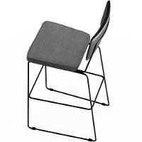 Kit 06 Banquetas Altas Allana L02 Preto Linho Cinza Escuro - 3