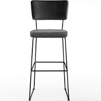 Kit 06 Banquetas Altas Allana L02 Preto Linho Cinza Escuro - 5