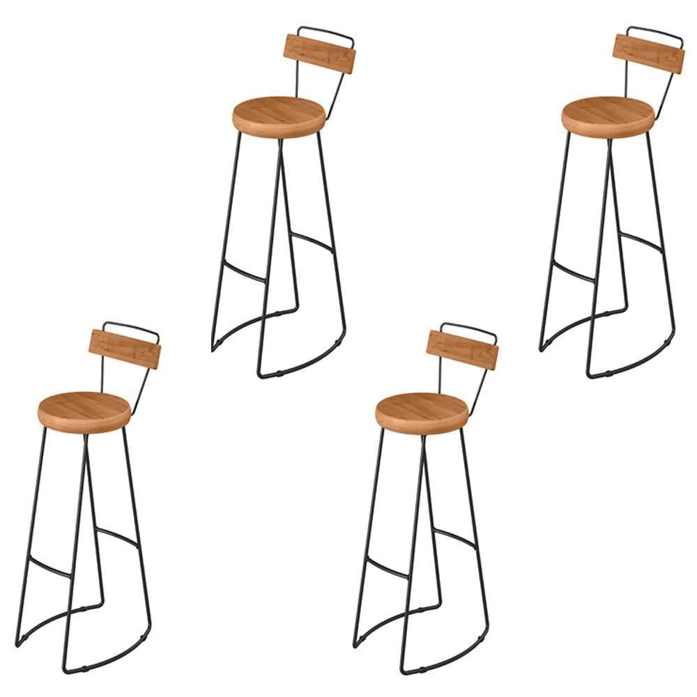 Kit 04 Banqueta Alta Com Encosto Aurum Peroba Preto Cozinha Sala Jantar Dhom Peroba Preto - 1