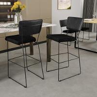 Kit 06 Banquetas Altas Allana L02 Preto Linho Chumbo - 17