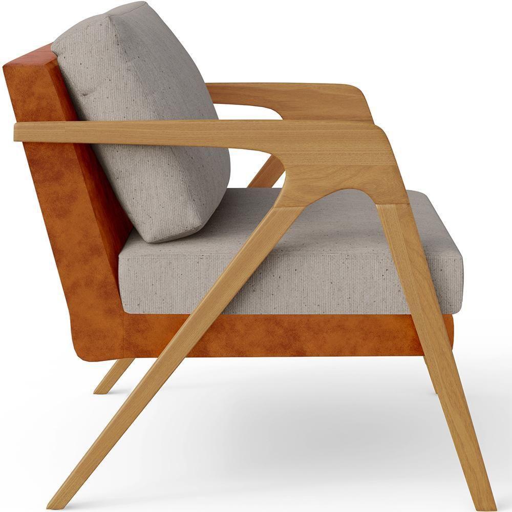 Kit 02 Poltronas L02 Couríssimo Camel Linho Bege - 3