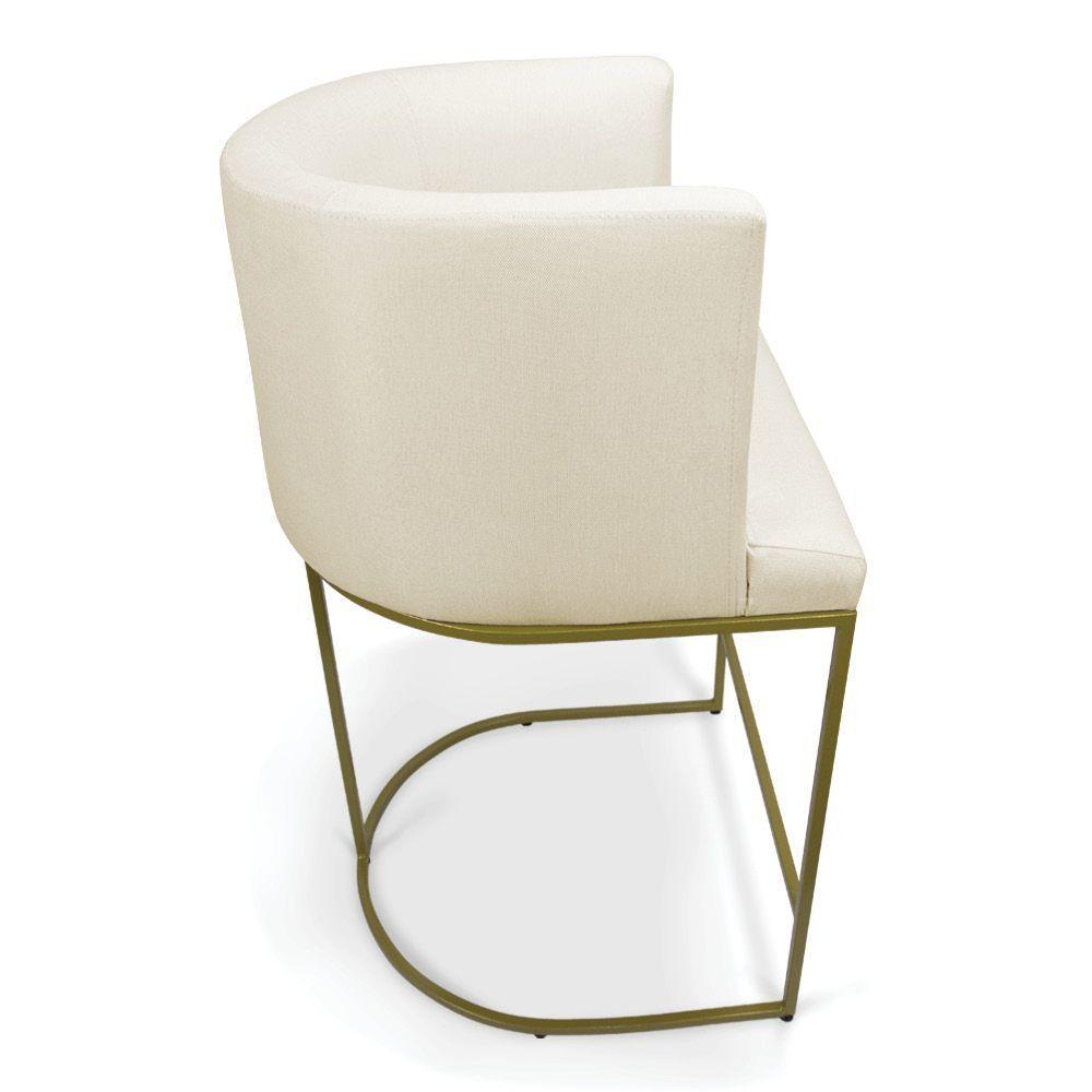 Kit 2 Banquetas Paola Linho Base Metálica Dourada - D'rossi Cor A19 Bege - 4