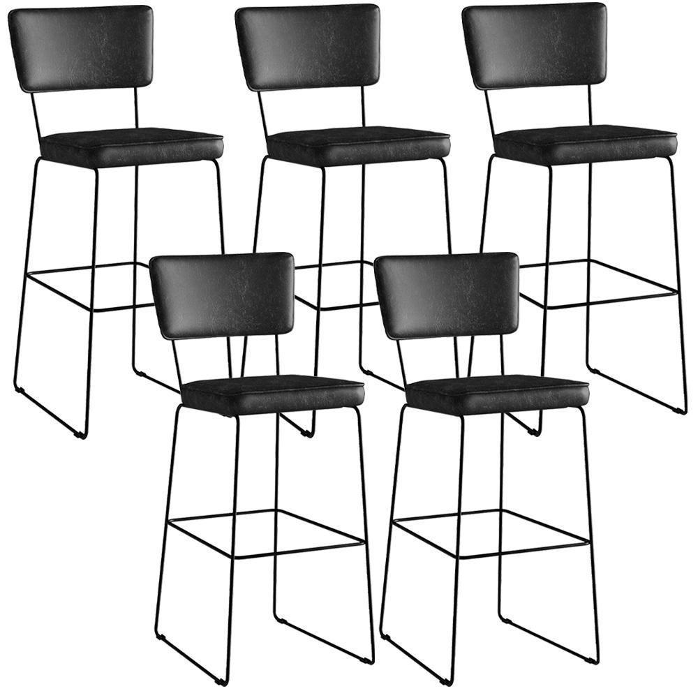 Kit 05 Banquetas Altas Base Em Aço Fixa Preto - 1