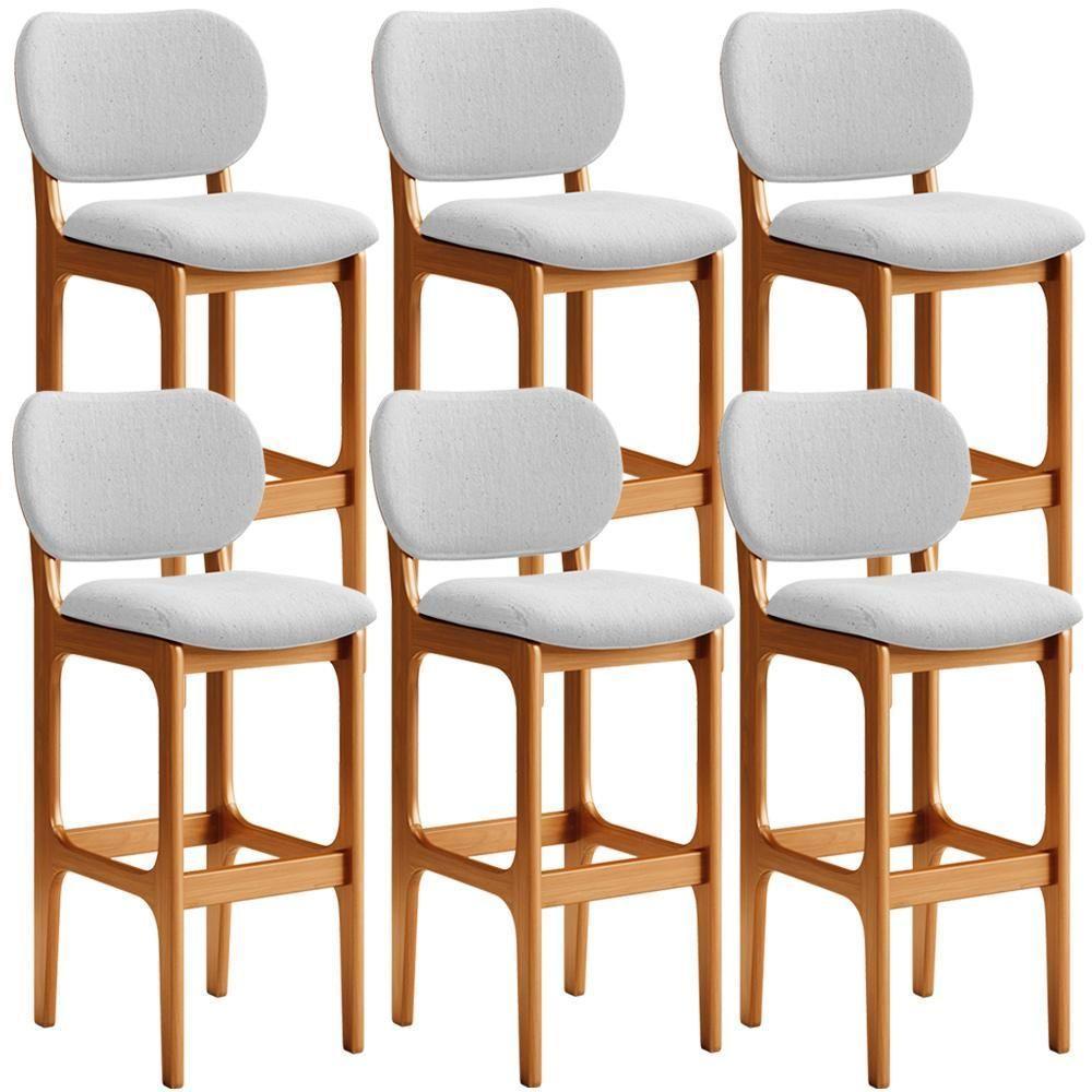 Kit 6 Banquetas Alta Cozinha Betta L02 Imbuia Cinza - 1