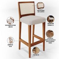 Kit 03 Banquetas Alta Branco Linho Cru - 6