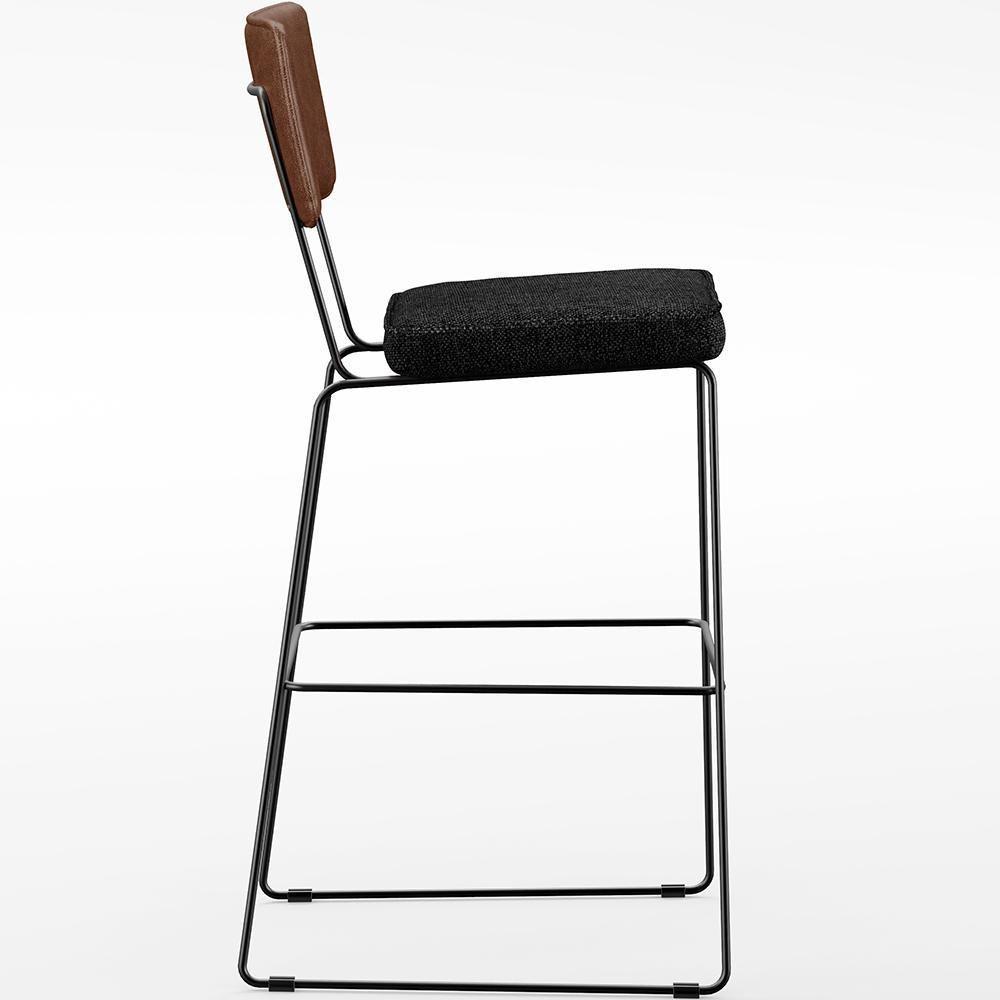 Kit 06 Banqueta Alta Cozinha Allana L02 Marrom Linho Chumbo - 4