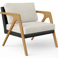 Poltrona Para Sala De Estar Pietra Preto Linho Champagne - 1