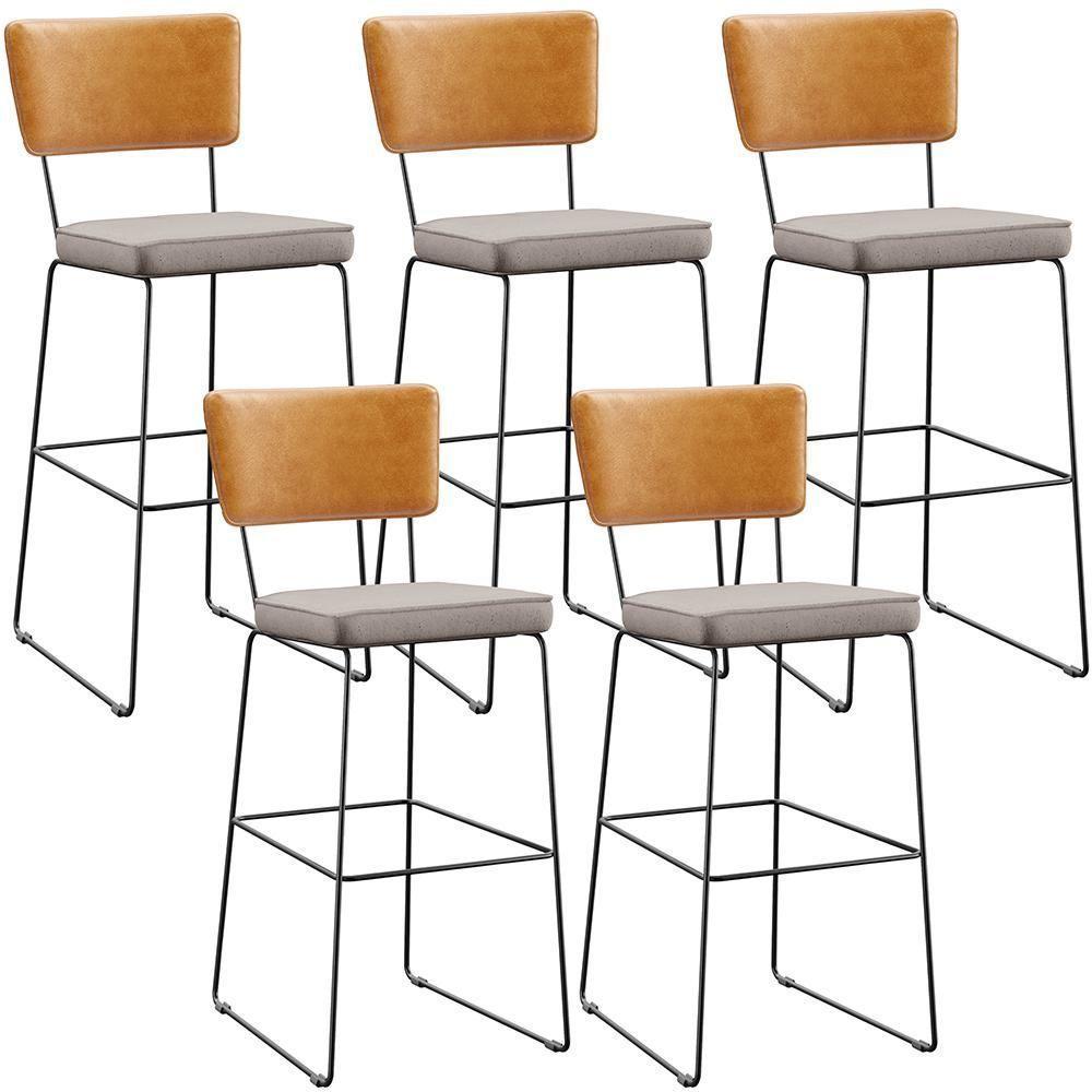 Kit 05 Banquetas Altas Cozinha Allana L02 Whisky Linho Bege - 1