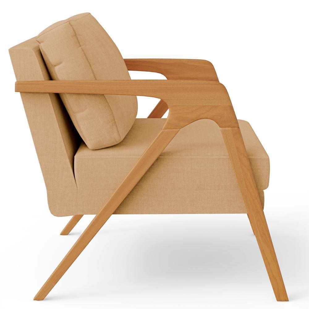 Kit 02 Poltronas Pietra Estrutura L02 Linho Bege Escuro - 3