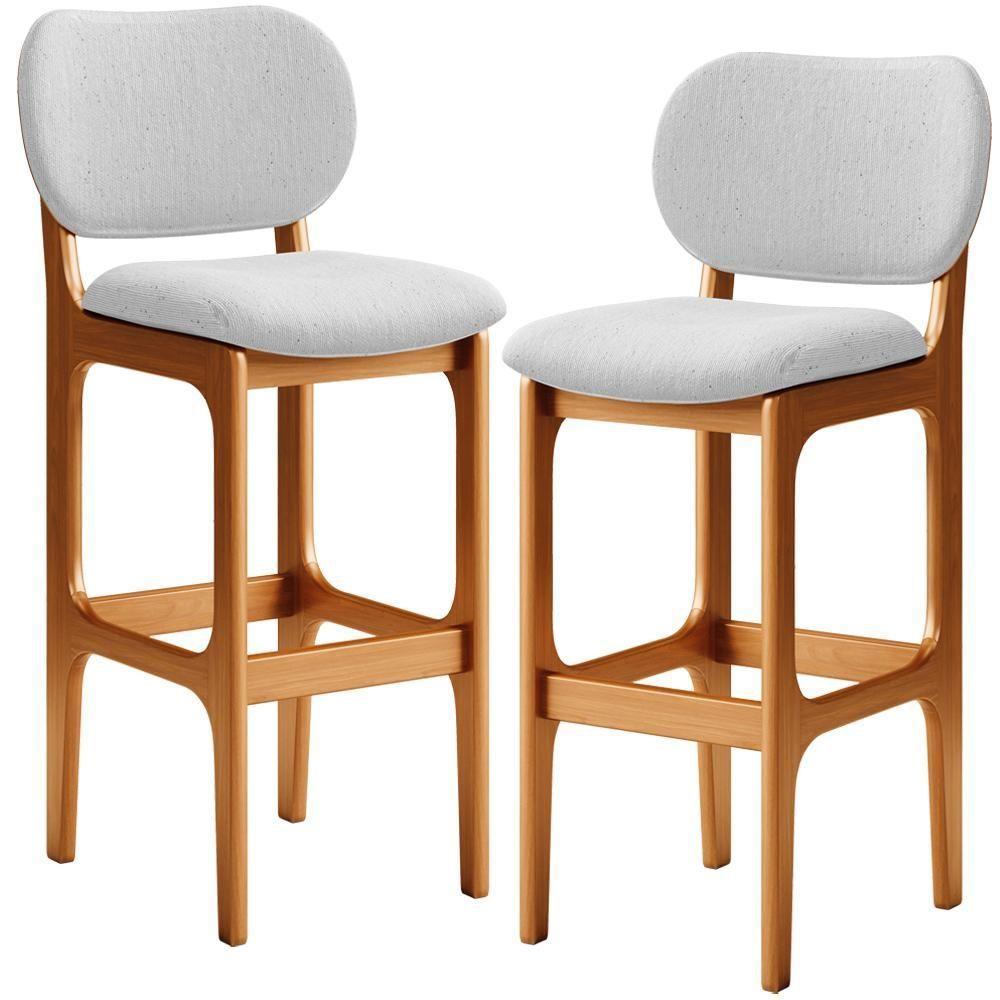 Kit 2 Banquetas Alta Betta Imbuia Linho Cinza - 1