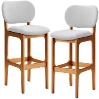 Kit 2 Banquetas Alta Betta Imbuia Linho Cinza - 1