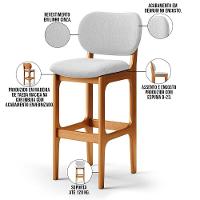 Kit 2 Banquetas Alta Betta Imbuia Linho Cinza - 10