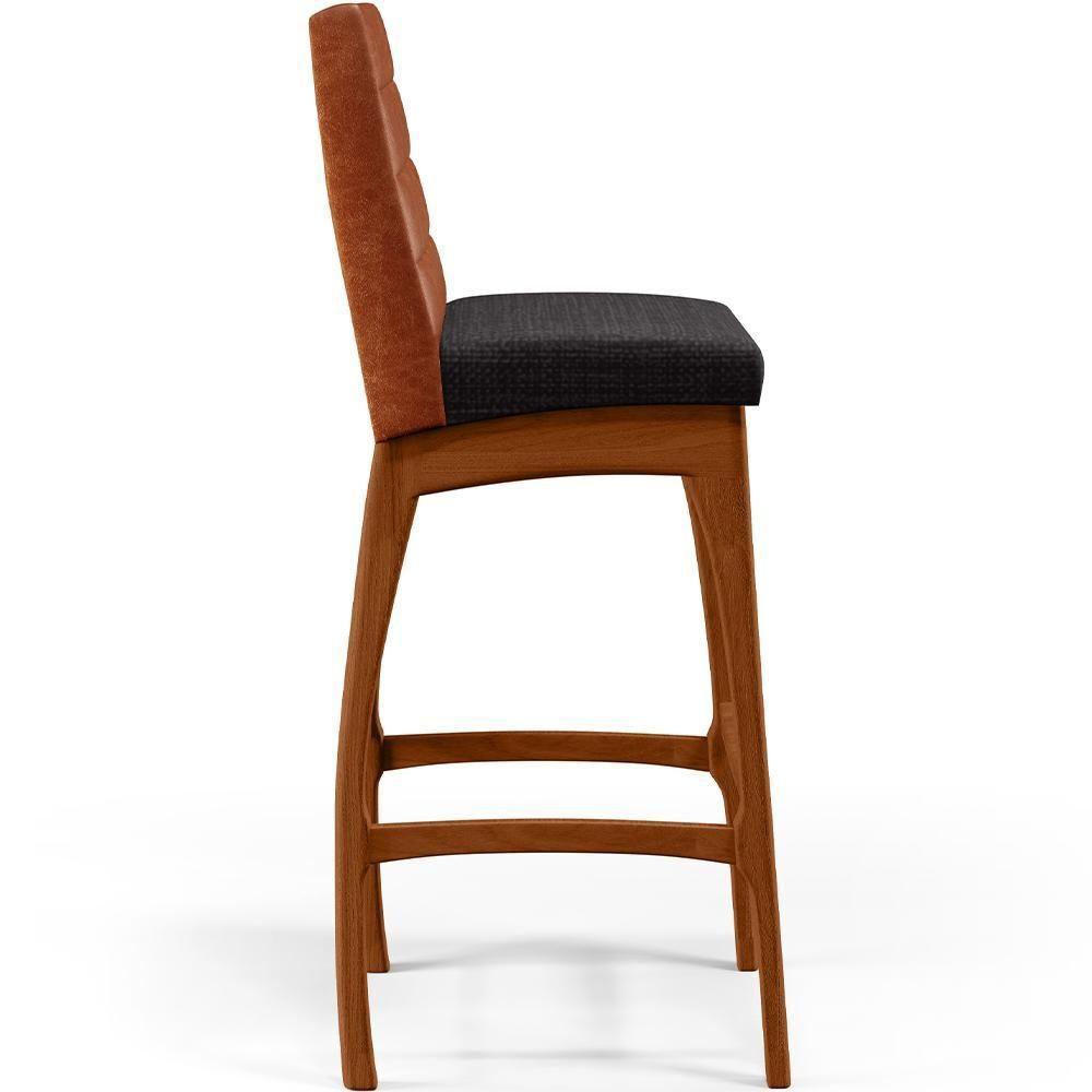 Kit 02 Banquetas Altas Mila Camel Linho Chumbo - 4