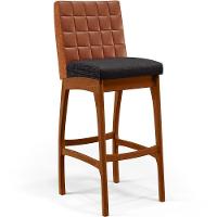 Kit 02 Banquetas Altas Mila Camel Linho Chumbo - 8