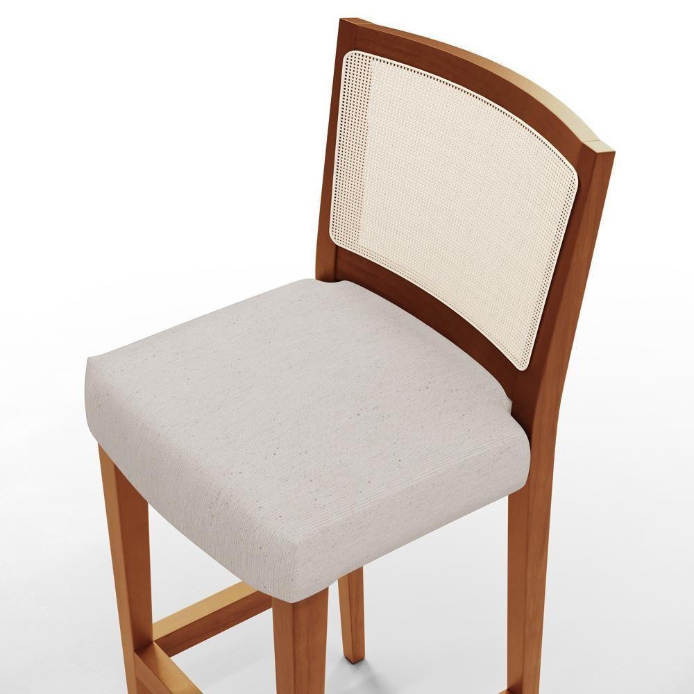 Kit 04 Banquetas Alta Branco Linho Cru - 3