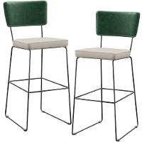 Kit 02 Banquetas Altas Facto Verde Musgo Linho Cru - 1