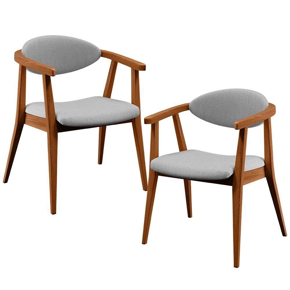 Kit 02 Poltronas Para Sala De Estar Cecília B04 Linho Cinza - 1