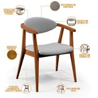 Kit 02 Poltronas Para Sala De Estar Cecília B04 Linho Cinza - 3