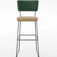 Kit 03 Banquetas Altas Facto Verde Musgo Linho Bege Escuro - 3