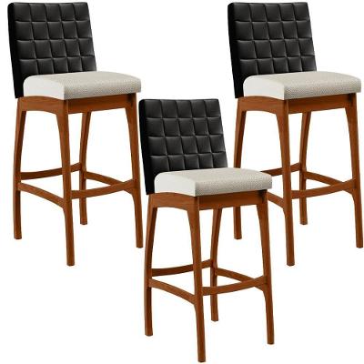 Kit 03 Banquetas Altas B04 Preto Champagne