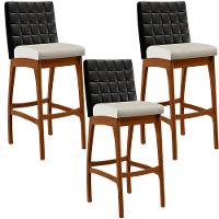 Kit 03 Banquetas Altas B04 Preto Champagne - 1