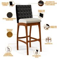 Kit 03 Banquetas Altas B04 Preto Champagne - 12