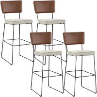 Kit 04 Banqueta Alta Cozinha Allana L02 Marrom Champagne - 1