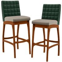 Kit 02 Banquetas Altas Cozinha B04 Verde Musgo Bege - 1
