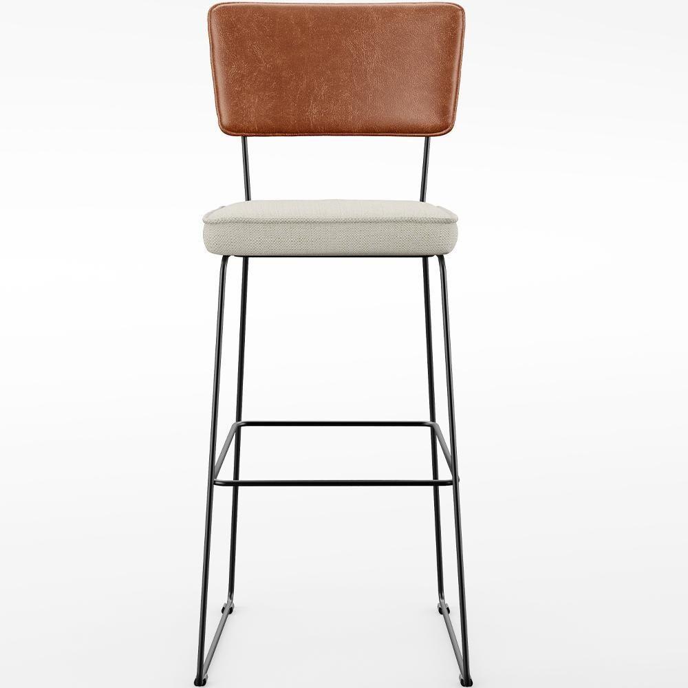 Kit 06 Banquetas Altas Camel Linho Champagne - 5