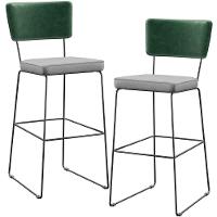 Kit 02 Banquetas Altas Facto Verde Musgo Linho Cinza - 1