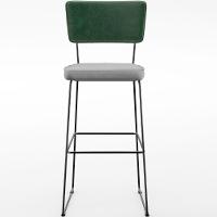 Kit 02 Banquetas Altas Facto Verde Musgo Linho Cinza - 5