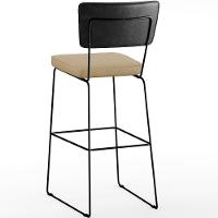 Kit 04 Banquetas Altas Preto Linho Bege Escuro - 2