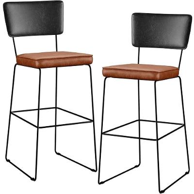 Kit 02 Banquetas Altas Preto Camel