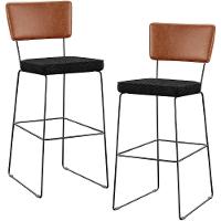 Kit 02 Banquetas Altas Cozinha Camel Linho Chumbo - 1