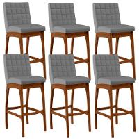 Kit 06 Banquetas Altas Mila Facto Cinza Fosco - 1