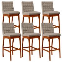 Kit 06 Banquetas Altas Para Cozinha B04 Bege - 1