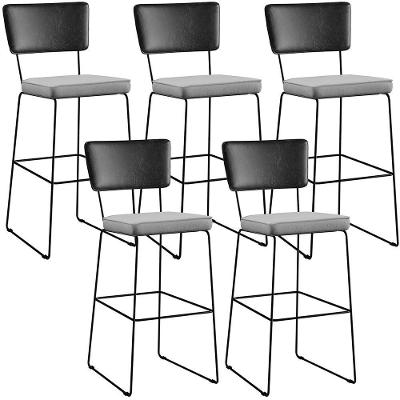 Kit 05 Banquetas Altas Preto Linho Cinza
