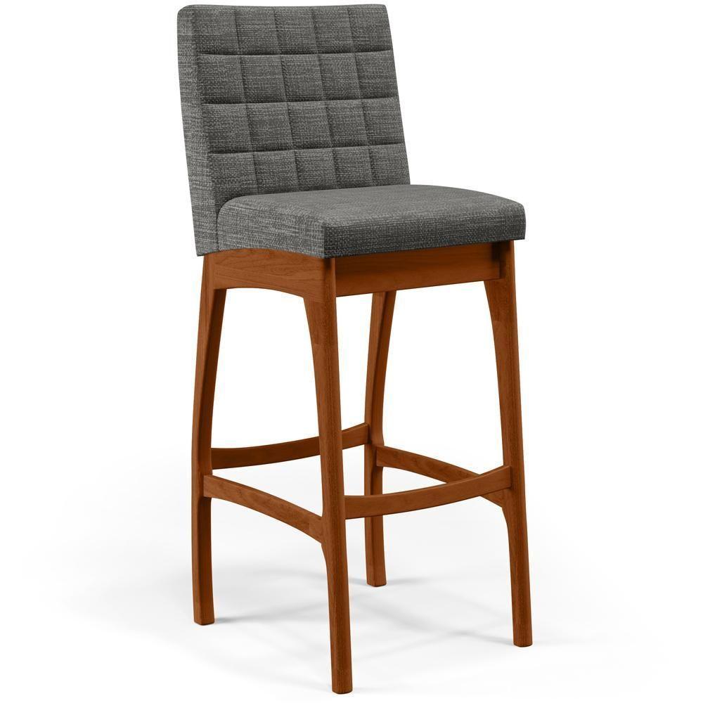 Kit 02 Banquetas Altas Mila Linho Cinza Escuro - 8