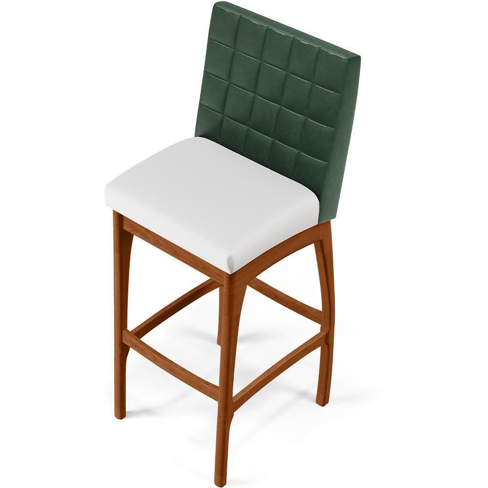 Banqueta Alta Para Cozinha B04 Verde Musgo Branco - 2