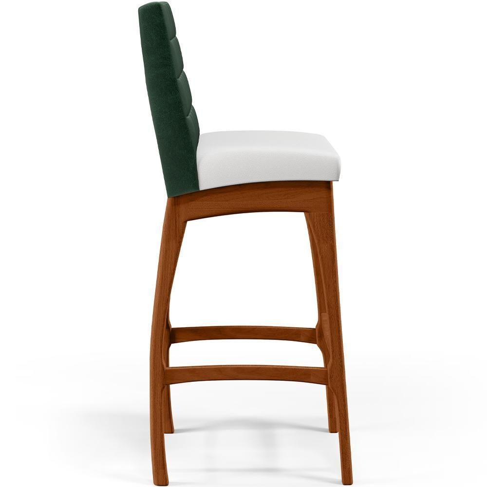 Banqueta Alta Para Cozinha B04 Verde Musgo Branco - 3