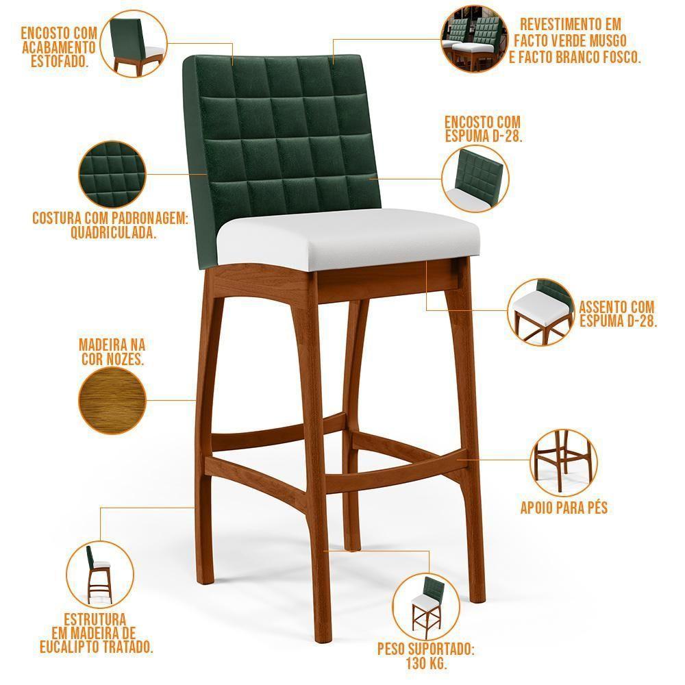 Banqueta Alta Para Cozinha B04 Verde Musgo Branco - 5