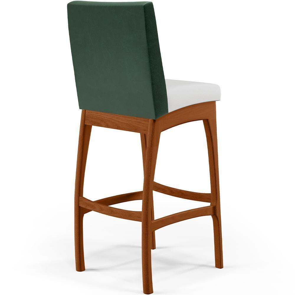 Banqueta Alta Para Cozinha B04 Verde Musgo Branco - 8