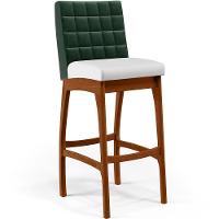 Banqueta Alta Para Cozinha B04 Verde Musgo Branco - 1