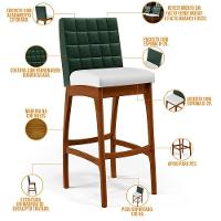 Banqueta Alta Para Cozinha B04 Verde Musgo Branco - 5