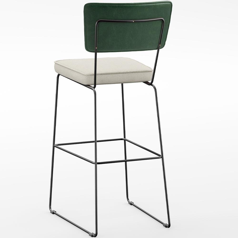 Kit 05 Banquetas Altas Allana L02 Verde Musgo Champagne - 3